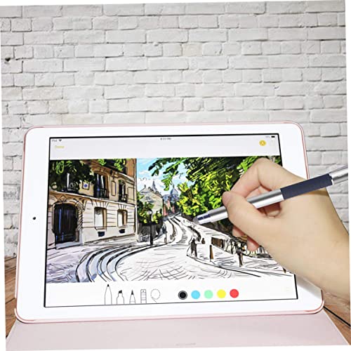 Stylet capacitif argenté embouts disques interchangeables pour écriture tactile fluide