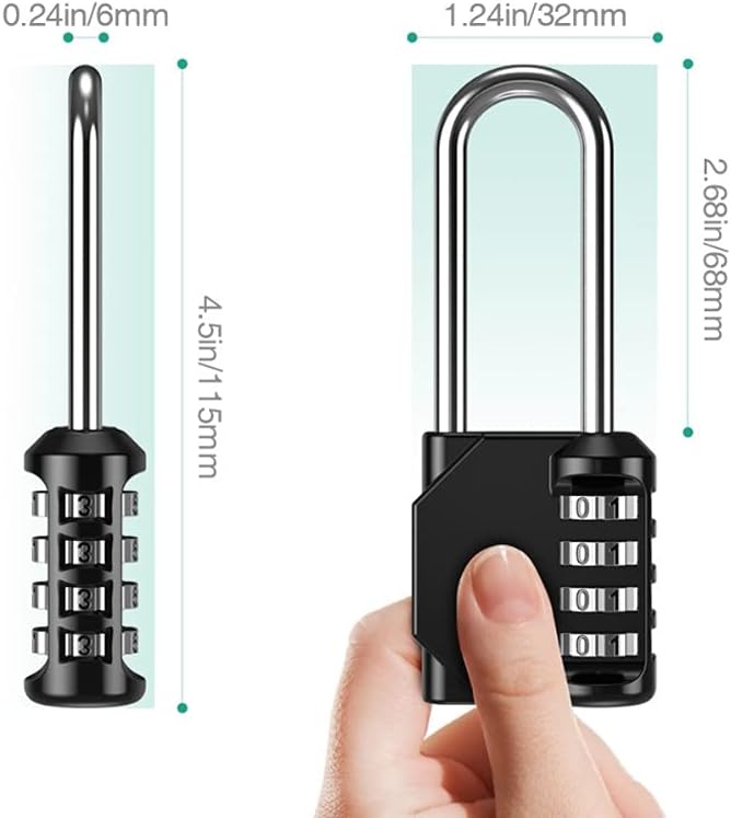 2pcs Dial Digit Padlock Security Alloy Combination Code Number Lock Padlock Lock for Drawer Cabinet Gym (Color : Black) (Black)