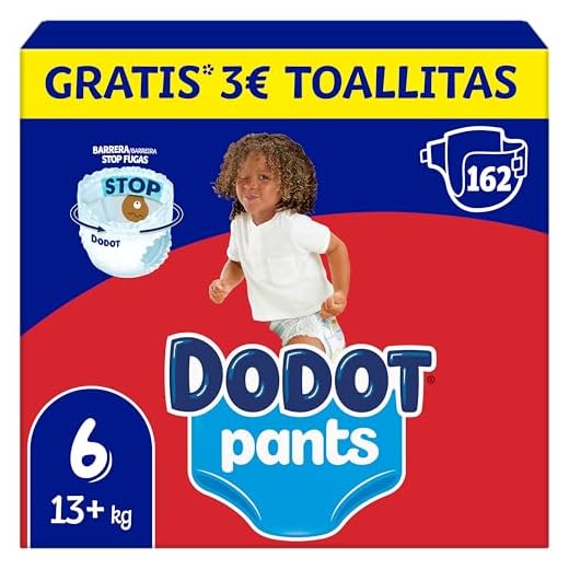 Dodot Pañales Bebé Pants Talla 6 (14-19 kg), 162 Pañales, Pañal-Braguita con Ajuste 360° Anti-Fugas, Pack Mensual