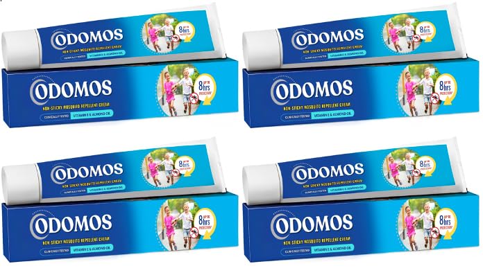 Odomos Mosquito Repellent Cream 4 x23gms Multi Pack- Non-Sticky Cream with 8 Hours Protection Against Mosquitoes and Other Biting Insects and Flies - for Kids and Adults-Hand Luggage Friendly