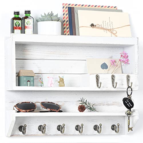30% Off Solid Pine Wall Organizer with Key Hooks & Mail Storage
