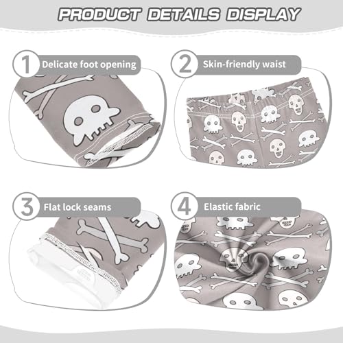 Girls' Leggings Skull Brown Pattern Ankle Length Printed Leggings Comfort Pants for Kids 4-10 Years4