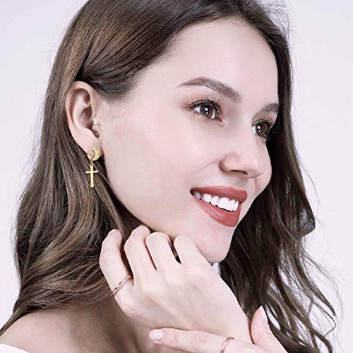 Image of NEWITIN 15 Pairs Magnetic Stud Earrings for Men Stainless Steel Magnetic Earrings Men Clip on Earrings Non Piercing Cross Earrings Unisex CZ Hoop Dangle Magnetic Earrings for Men Women