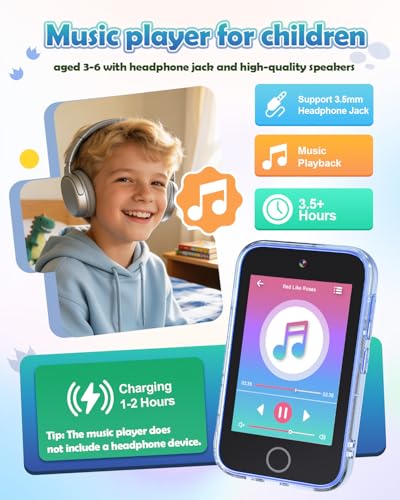 Image of Dylanto Kids Phone,3.5'' Touchscreen Phone for Kid Learning Play Dinosaur Toys for 3-9 Years Old Boys with Dual Camera,Video Players,Game,Christmas Birthday Gifts for Girls Boy Age 3 4 5 6 7 8 9 -Blue