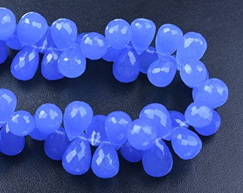 Quartz calcédoine bleue en perles gouttes facettées de 10-12mm pour bijoux DIY