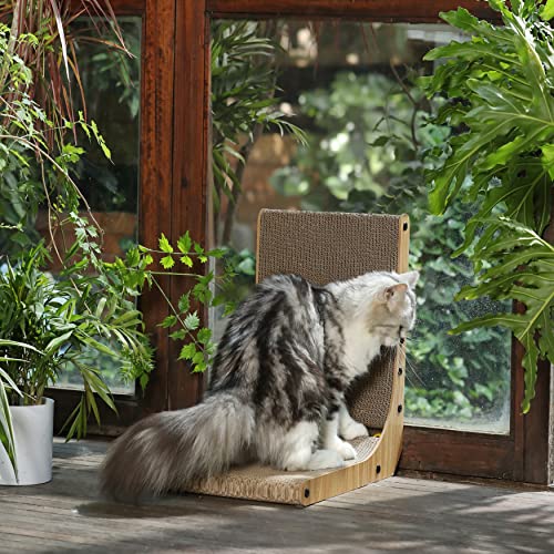 FUKUMARU Cat Scratcher, 18.7 Inch L Shape Cat Scratch Pad Wall Mounted, Cat Scratching Cardboard with Ball Toy for Indoor Cats - Image 5