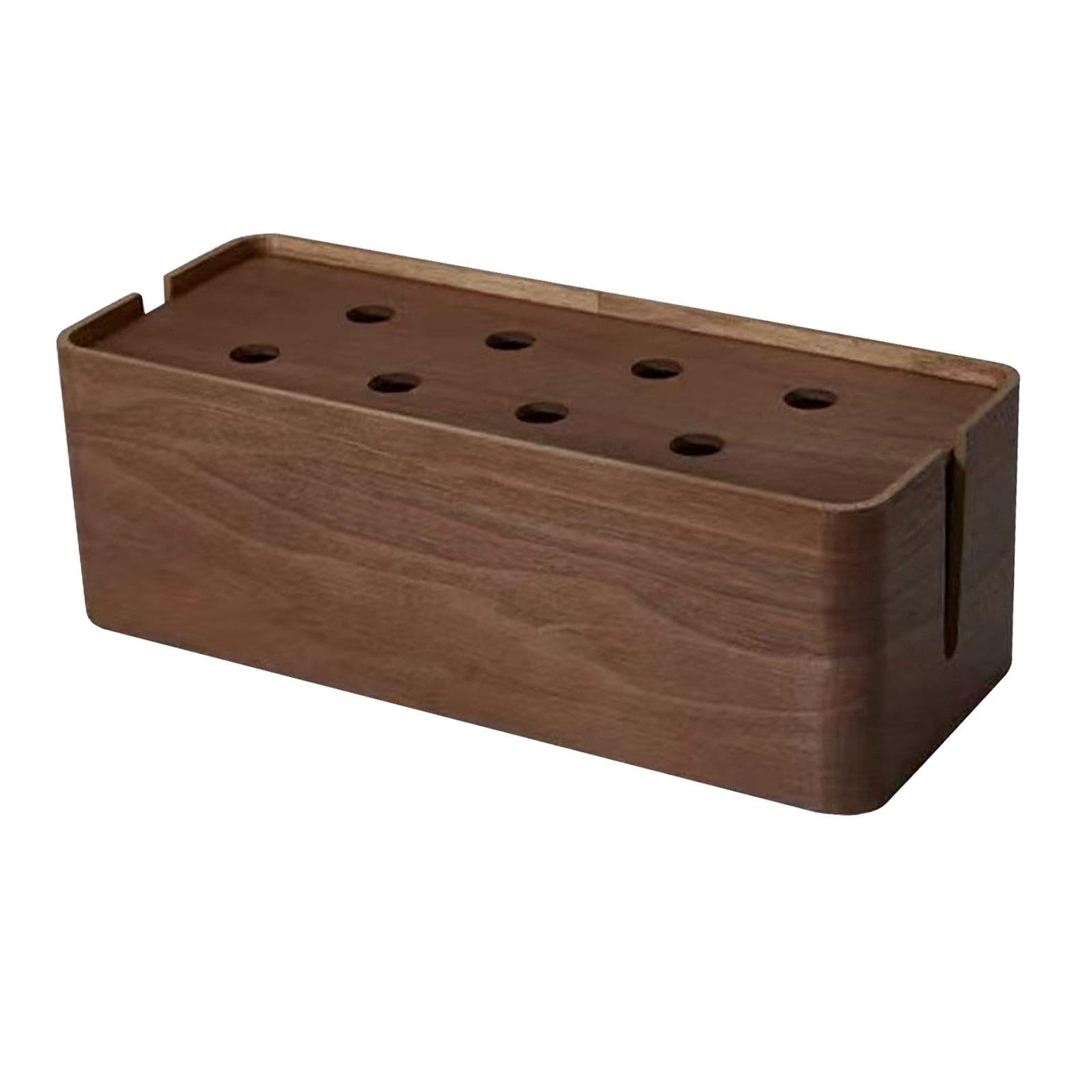 Generic Caja Organizadora de Cables con Compartimento para Ocultar Regleta Organizador de Alambres Y Accesorios Electrónicos de Madera Estuche Protector de Ca, Grande