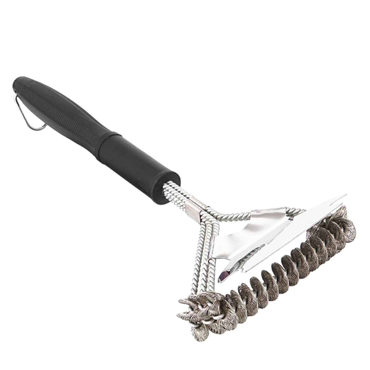 Abaodam 1pezzi Spazzola Per Barbecue Pulizia Accessori Esterni Zincata Resistente Manico Pp Scanalature Antiscivolo
