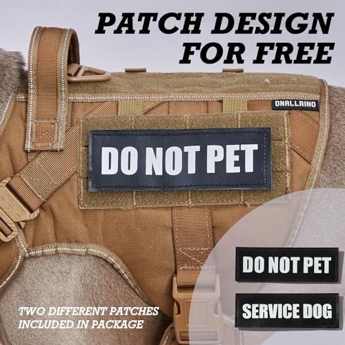 Image of Tactical Dog Harness for Large, No Pull Adjustable Reflective MOLLE Service Dog Harness with Do Not Pet Patches, Military K9 German Shepherd Dog Vest for Training Walking Hunting Brown