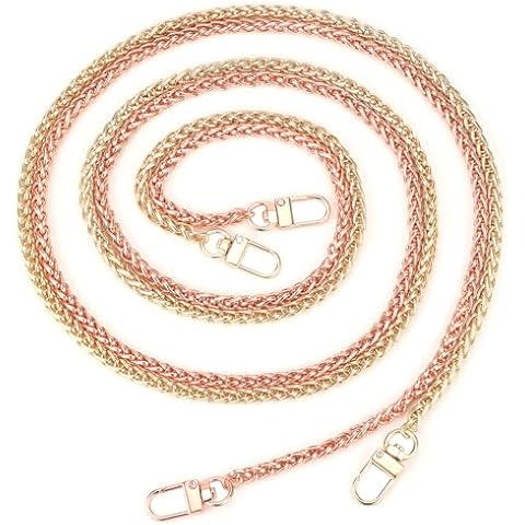 Tmtains 2Pcs Gold Purse Chain Strap Crossbody Bag Chain Strap Replacement 47 Inches Rose Gold Handbags Chains with Metal Buckles Purse Accessories Bulk Lantern Shoulder Bag Charms for Purse Supplies Cover
