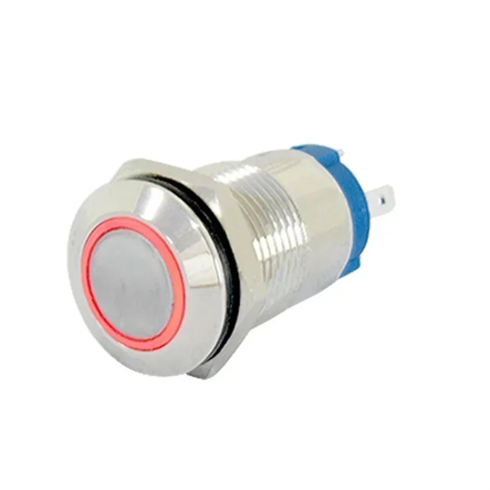 Metalowy przełącznik ciśnieniowy ze stali nierdzewnej 12 mm, 1 zamek, przełącznik chwilowy, symbol zasilania, wł./wył., 12 V, 220 V, przełącznik LED, pierścień, płaska głowica LED, 1 sztuka (czerwony