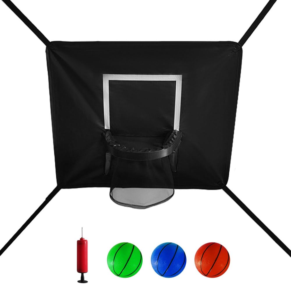 Trampolin Basketballkorb, Trampolin Basketball Aufsatz mit Pumpe und 3 Bällen für Drinnen und Draußen