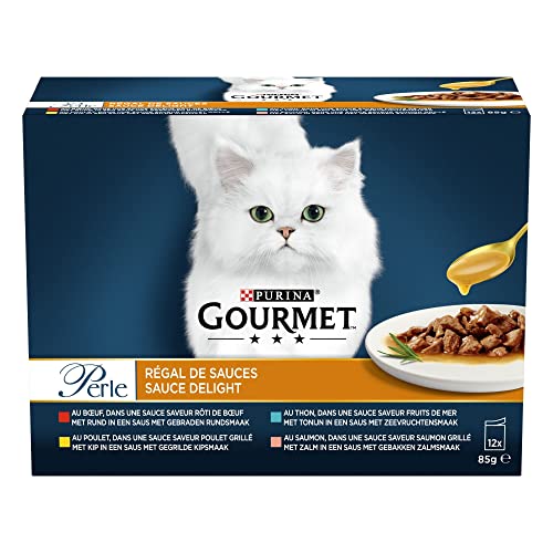 Purina Gourmet Perle Régal de Sauces Sachets Fraîcheur pour Chat Adulte, 12 x 85g