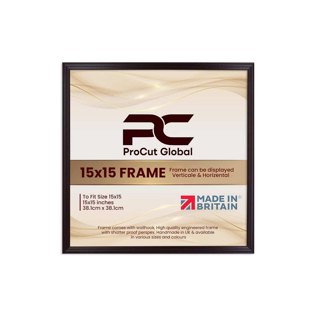 Procut Global 15X15 Mahogany Picture Frames - Classic Wooden Photo Frame with Shatterproof Perspex for Wall or Tabletop - Perfect for Posters, Certificates & Prints - Sizes & Colors Available