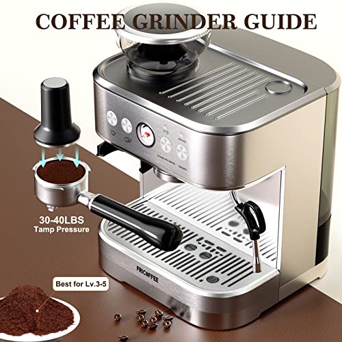 Fricoffee Espresso Machine With Grinder Espresso Maker Stainless Steel With Milk Frother Cappuccino Machine Semi Automatic Espresso Machine #TOP4