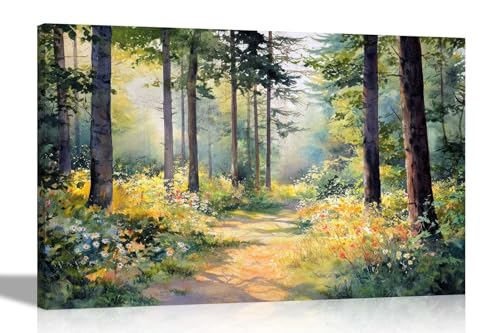 Scène de fleurs d'été aquarelle déco murale anti-stress