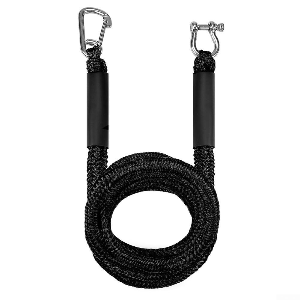 Corde d'amarrage élastique avec Fermeture en Acier Inoxydable, Corde Flottante Extensible pour Bateau, canoë, Ski