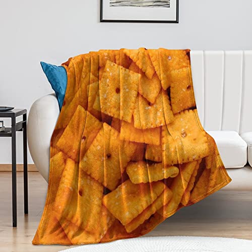 3D Funny Realistic Food Cheese Cracker Flannel Fleece Throw Blankets 50"X40" Soft Cozy Fluffy Winter Fall Blanket Cozy Soft Fuzzy Plush Home Decor For Couch Bed Sofa Living Room Bedroom #TOP5