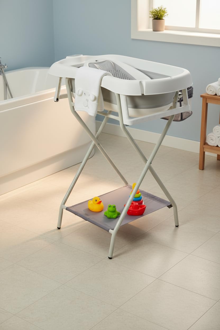 Babybadje, met frame, 80 cm, opvouwbare badkuip met thermometer... Opvouwbaar babybadje met frame 80 cm - badkuip met thermometer en Babybadje, met frame, 80 cm, opvouwbare badkuip met thermometer... Opvouwbaar babybadje met frame 80 cm - badkuip met thermometer en