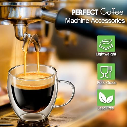 Espresso Cups Set of 4, 8.5oz Double Walled Glass Coffee Cups with Handles - image 3