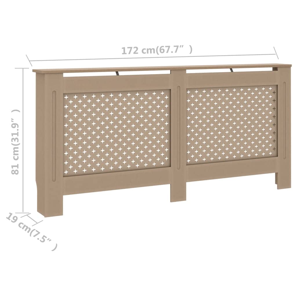 FIRBNUS 172x19x81.5 cm HeizköRperverkleidung HeizköRper Heizungsverkleidung HeizköRperabdeckung LamellentüR Lochplatte Holz HeizköRperkonsole Braun