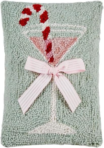 Gingham Bow Martini Glass Hook Pillow