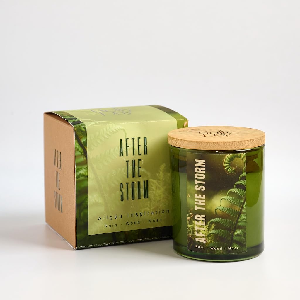 Duftkerze After the Storm, Feuchtes Holz und Moos, Sojawachs, 220 ml, 45–50 Stunden Brenndauer, für Innenräume