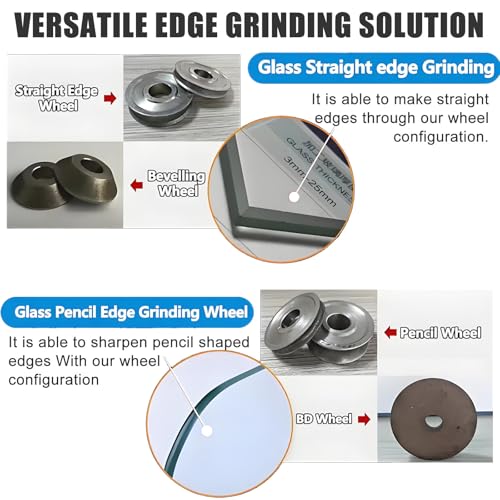 800W Portable Glass Edger, 5-12mm Thickness, 8000 RPM Electric Grinder con ruedas de diamante para maravilloso borde redondo polaco en Tile Stone Ceramic, Herramita de mano compacta para bricolaje Pro
