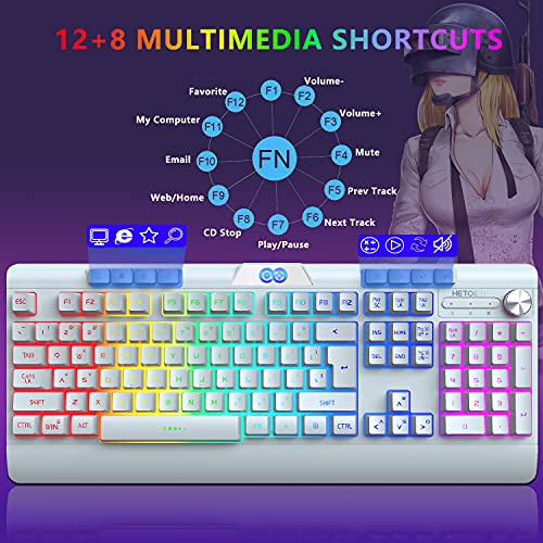 Image of H8 Wireless Gaming Keyboard and Mouse Combo, LED Backlit Rechargeable 3800mAh Battery, Mechanical Feel Anti-ghosting Keyboard with Wrist Rest + 7D 3200DPI Mice for Windows, Mac, PC, Laptop