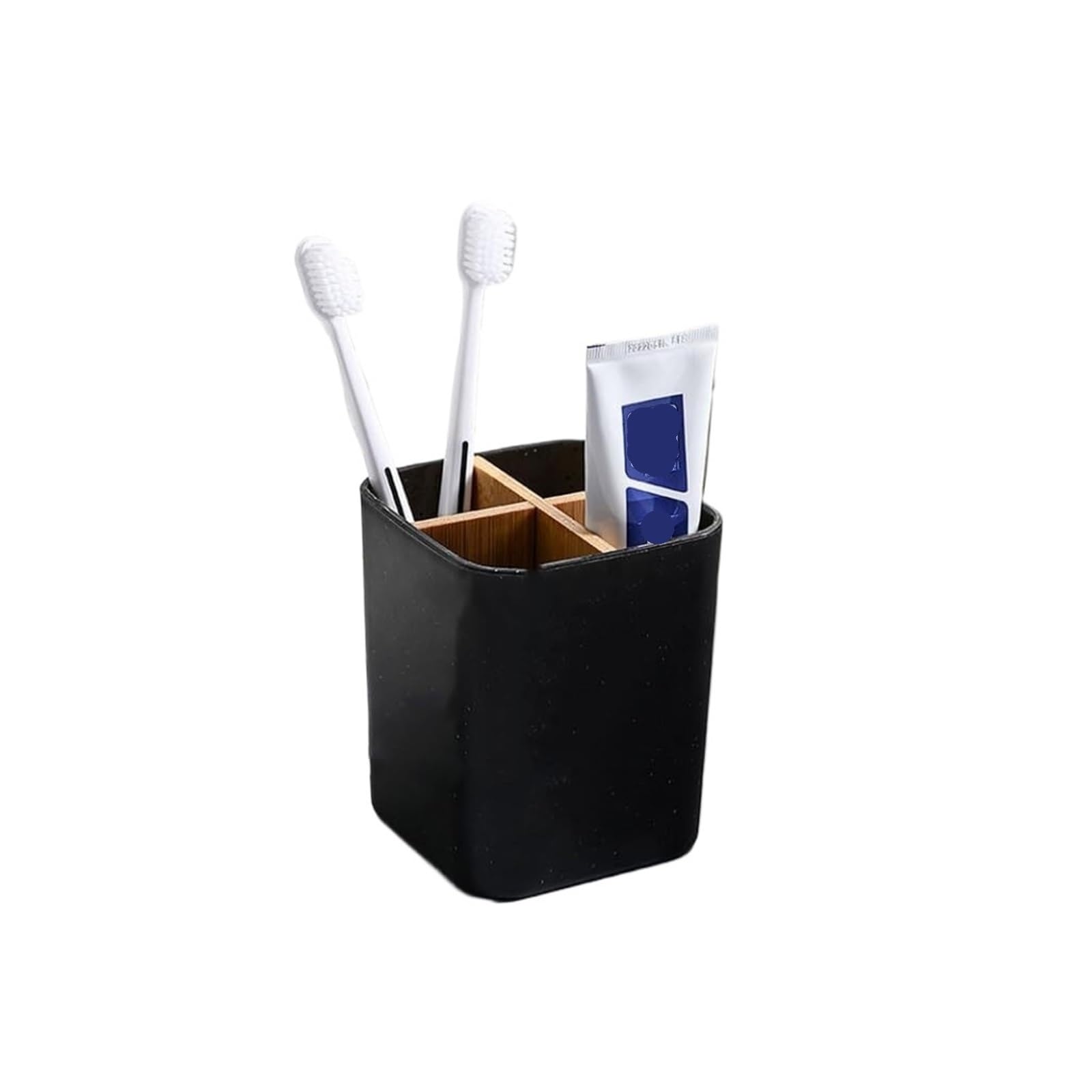 Toothbrush Holder Modern Bathroom Organizer 4-Compartment Storage Box For Toothbrush And Toothpaste Reusable Mouthwash Cup(Black)