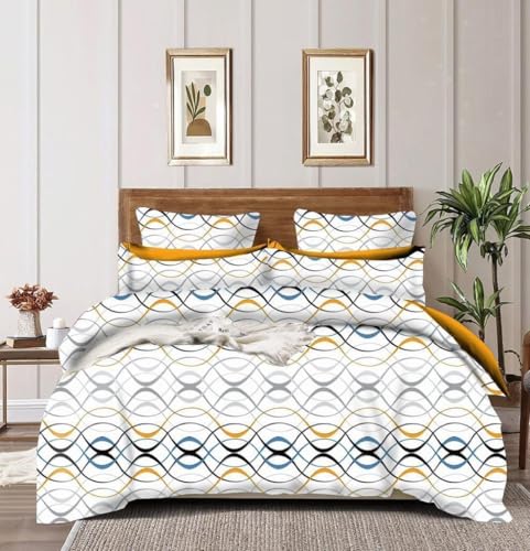 Image of Castiqa Elastic Fitted Supersoft Premium Polycotton 200 TC Double Bedsheets King Size 78X72 Inch With 2 Pillow Covers (Fits Upto Mattress Of 8Inches) (Curves),White