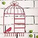 WELL-STRONG Earring Necklace Holder Birdcage Wall Mount Jewelry Organizer Hanger for Girls Pink