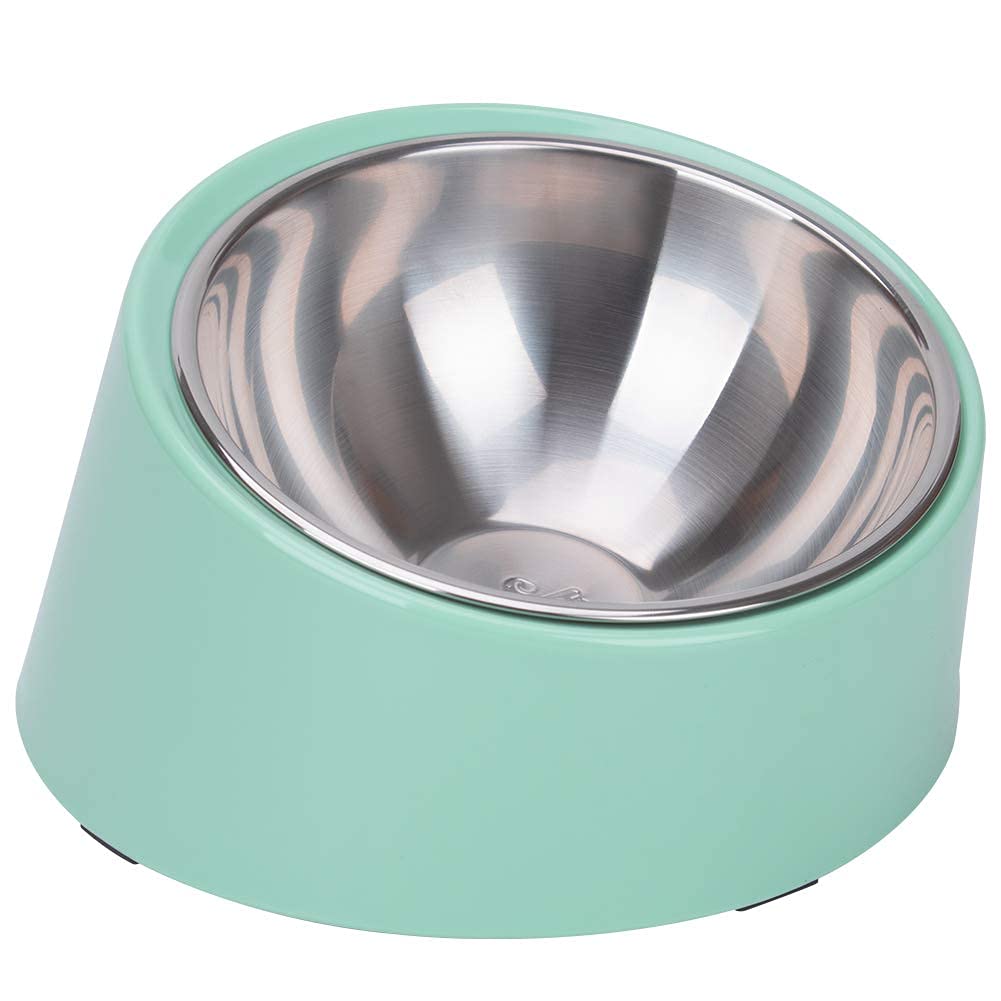 Super Design Mess Free 15° Slanted Bowl for Dogs and Cats, Tilted Angle Bulldog Bowl Dog Feeder, Non-skid & Non-spill, Easier to Reach Food S/0.5 Cup Teal