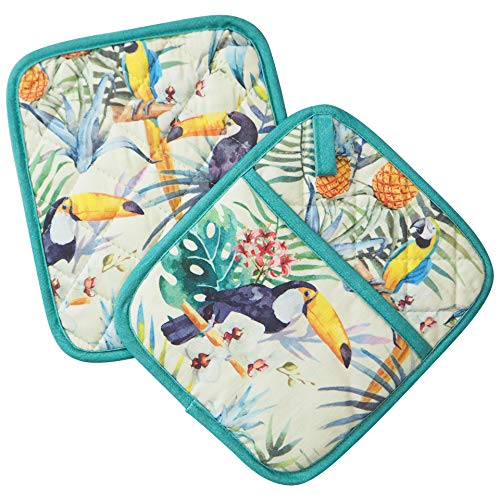 Red Lmldeta B07DPG4PDW Pot Holders Set Of 2 Heat Resistant 480℉ Kitchen 100% Cotton Comfortable Lining Digital Printing Bird Flower Women Men Home Cooking Baking Microwave Bbq Gift  thumb #2
