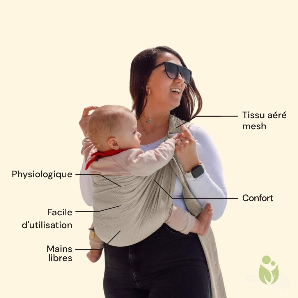 Naturioù R'Sling Écharpe de Portage Sans Noeud Mesh Anti-Chaleur Beige