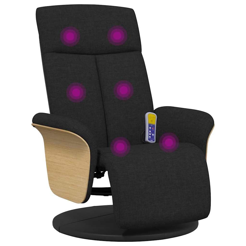 vidaXL Massagesessel mit Fußteil Schwarz Stoff