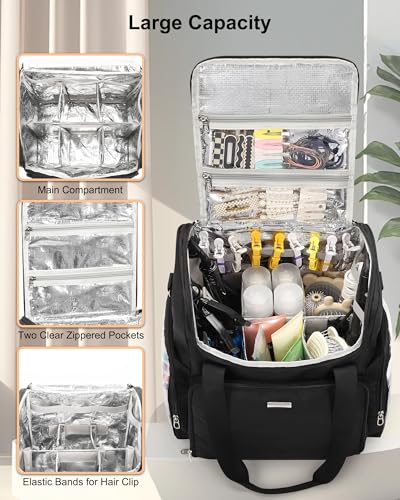 Relavel Hair Tools Travel Bag Hairstylist Traveling Bag Hairdresser Cosmetology Bag Storage Organizer Case for Hair Stylist Essentials, Barber Accessories with Adjustable Dividers and Shoulder Strap3