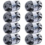 Cozyful Chunky Yarn for Hand Knitting - #10 Chunky Chenille Blanket Yarn, Jumbo Big Thick Chunky Yarns for Crocheting, Tie Dye Bulky Knit Yarns, 8 Skein (25 yds 8 oz Each Skein), Black & Grey & White