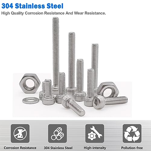 Mxuteuk G035-M2.5 Screw Assortment Set,M2.5 X 4/6/8/10/12/16/20/25Mm Hex Socket Head Cap Screws Bolts Nuts Kit,400Pcs 304 Stainless Steel Assorted Screws thumb #2