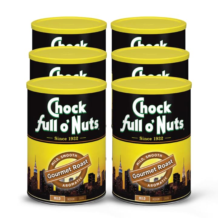 Chock Full o' Nuts Ground Coffee - Gourmet Roast, 6-Pack of 11 oz Cans