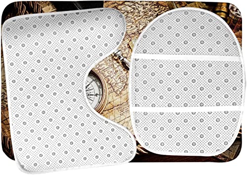 Badezimmerteppich-Set, 3-teilig, Vintage-Voyage-Thema, Lifestyle-Druck, waschbare Badteppiche, rutschfest, mit Rückenpolster, Konturteppich und Toilettendeckelbezug – Bild 6