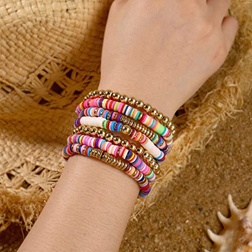 Elegance 11 designs Heishi Beaded Bracelets For Women Polymer Clay Colorful Surfer Stackable Beads Boho Bracelet Summer Beach Jewelry3