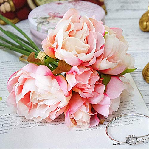 XFLOWR Seda Artificial Peonía Flores Falsas Decoración de la Boda del hogar Ramo Navidad Otoño Acción de Gracias Cosecha Fiesta de otoño Decoración Artesanal de Color Rosa Oscuro
