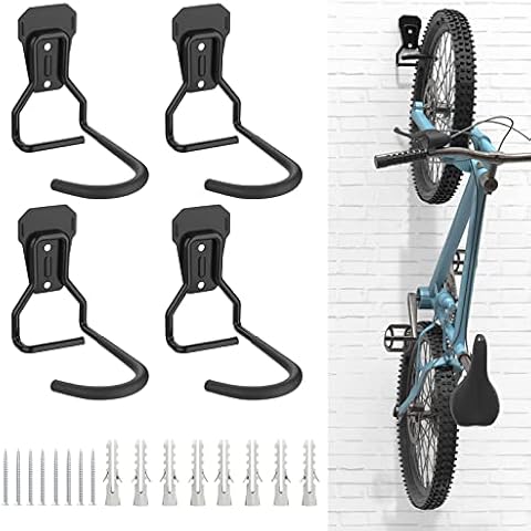 Housolution Bike Hanger Rack, [4 Pack] Heavy Duty Bike Hooks Wall Mount Rack Holder, Heavy Duty Bicycle Storage Hanger Vertical Stand for Garage, Black Cover