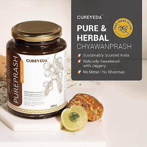Cureveda Herbal Pureprash Immunity Booster for all age groups- Jaggery based, Saffron Kesar, sugar free Chyawanprash (500gms) - Image 3