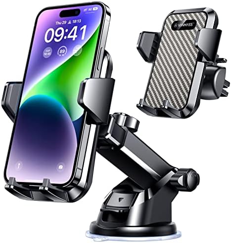 VANMASS 85+LBS Strongest Suction Military-Grade 2025 Ultimate Car Phone Mount Patent Safety Certs Cell Phone Holder Truck Stand Dashboard Windshield Vent for iPhone 16 15 Pro Max 14 Samsung, Metallic
