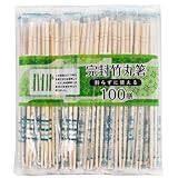 岡部 OKB 割り箸 竹丸箸 ポリ完封 個包装で衛生的 割らずに使える 爪楊枝なし 100膳 約長さ20cm×直径5mm PB-356