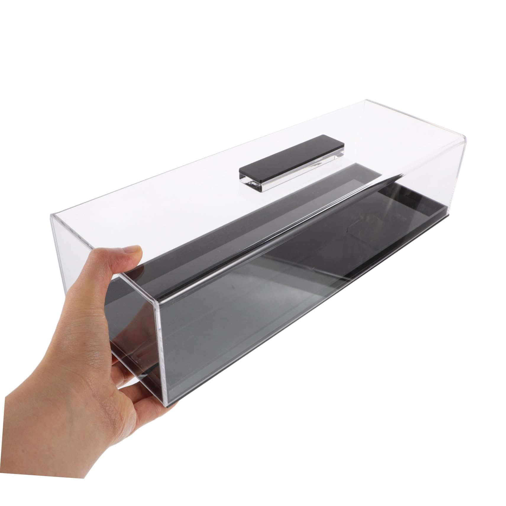 Mobestech Alzata per Dolci Rettangolare in Acrilico Nera con Coperchio | Display Trasparente, Formato Portatile Salvaspazio, per Dessert e Charcuterie