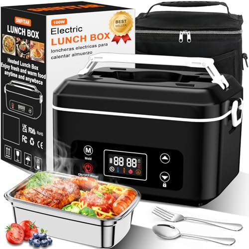 Heated Lunch Box,Electric Lunch Box,Pro 24000mah,Lunch Box Battery Powered, 5.5 Cups Portable Food Heater-3D-5 Side Heating-Intelligent Temperature Control,Suitable For Trucks,Offices(Black/White)