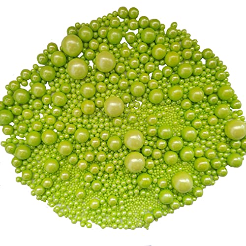 Image of Edible Green Sugar Pearls Candy Sprinkles 120G / 4.23Ounce Baking Cake Sprinkles Cupcake and Cake Topper Cookie Decorations Wedding Party Valentines Halloween Christmas Supplies
